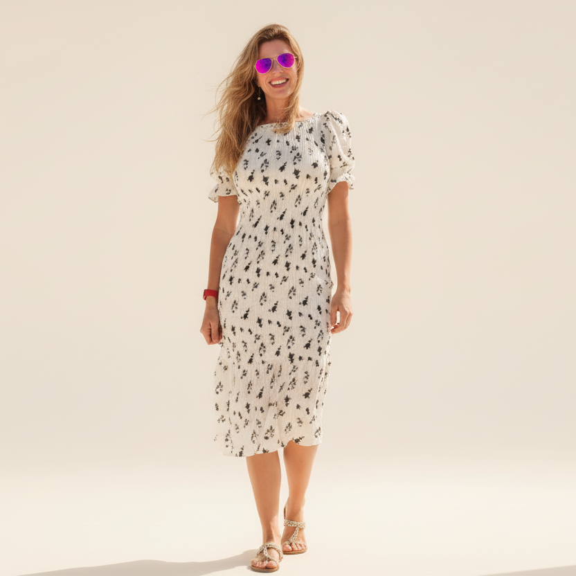 Pre-Loved Floral Shirred Puff Sleeve Mermaid Dress