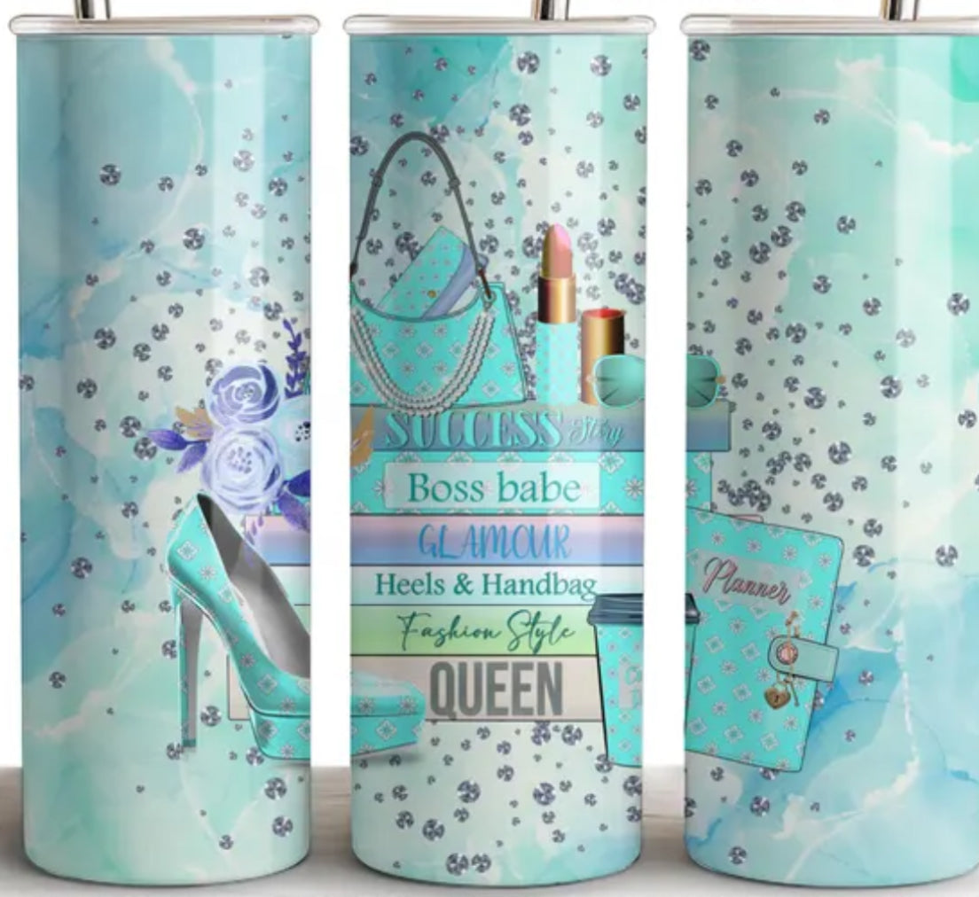 Blue 20 oz Diamond Queen Tumbler